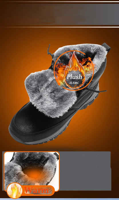 NeW Men Winter Snow Boots For Waterproof Leather Sneakers Super Warm Men's Boots Outdoor Male Hiking Boots Work Shoes Size 39-48