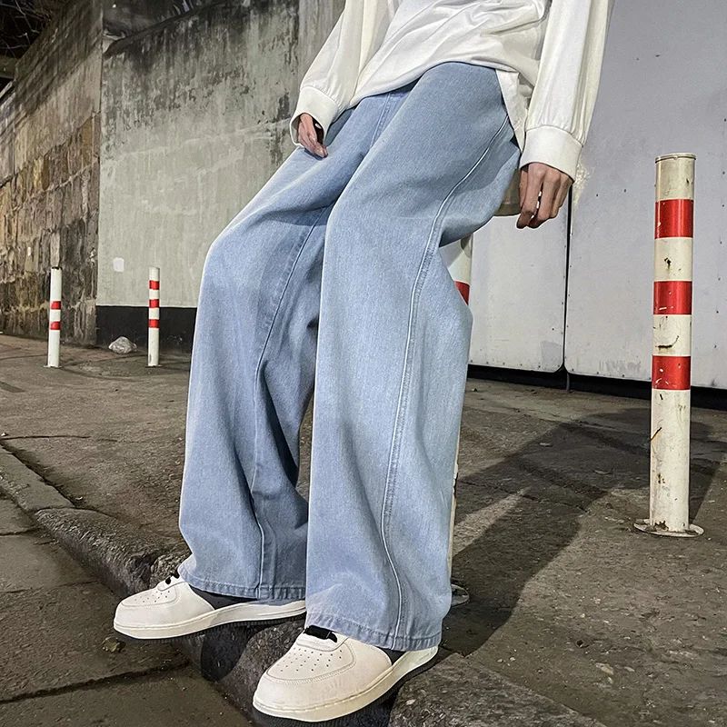 2025 Outono e Inverno Calça Jeans Masculina Coreana de Perna Reta Moda Masculina Versátil Calça Fina Solta Masculina Retrô Lavada