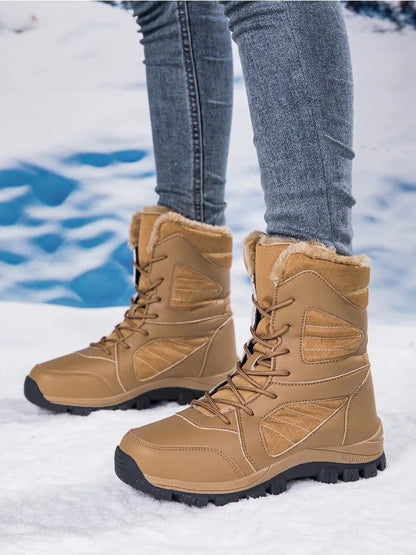 Winter Women's Snow Boots High Top Hiking Boots for Women Winter Outdoor Walking Sneakers Waterproof Plush Warm Platform Boots