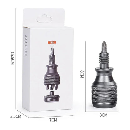 Mini Chave de Fenda Chave Phillips de Titânio 1/4 Polegada Magnética 7 em 1 Bit de Liga de Aço S2 Ferramenta Manual de Reparo EDC