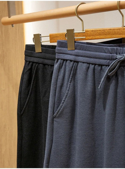 LP high-grade custom-woven cotton fabric summer men's casual elastic waist drawstring sports shorts