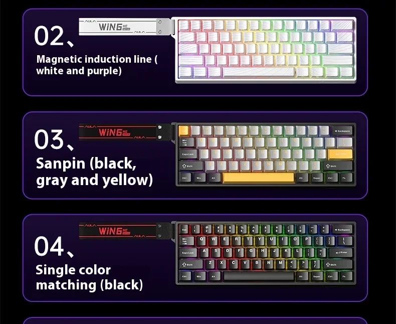 Teclados Win60 Win68 Aula com Teclas Magnéticas 8K, Teclado Mecânico para Jogos, Teclado com Fio para Esports com Luz RGB e Hot-Swap para PC Gamer (Presente)