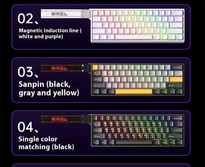 Teclados Win60 Win68 Aula com Teclas Magnéticas 8K, Teclado Mecânico para Jogos, Teclado com Fio para Esports com Luz RGB e Hot-Swap para PC Gamer (Presente)