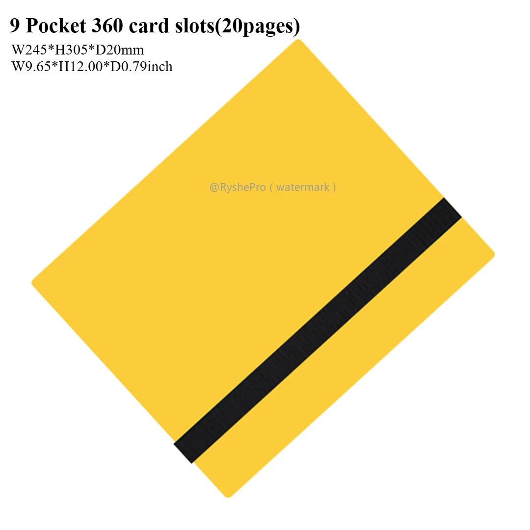 Fichário de cartas com 9 bolsos Álbum de exibição de cartas de troca Fichário de 360 bolsos de carregamento lateral para TCG Yugioh MTG Jogo Livro de cartas
