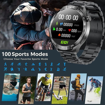 2026 Smartwatch com Display AMOLED Sempre Ativo, NFC, Chamada Bluetooth, Trajetória GPS, Impermeável, Saúde e Esporte, para Homens, Compatível com Android e iOS