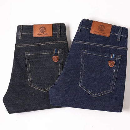 Calça Jeans Masculina de Marca de Luxo Stretch Reta Casual Slim Fit Jeans Masculino Design Clássico de Negócios Calça Tamanho Grande