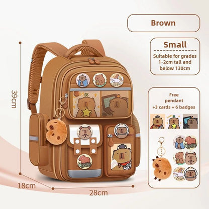 Capybara Children Backpack Waterproof Student Schoolbag Large Capacity Alleviate Burden School Bag Orthopedic Backpack Book Bag