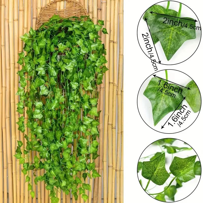 Artificial Green Ivy Leaf Rattan Creeper Leaves Vine Hanging Garland DIY Fake Fl