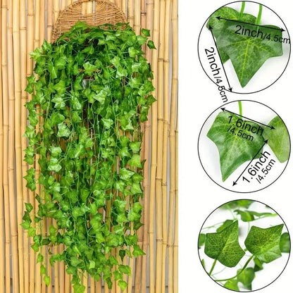 Artificial Green Ivy Leaf Rattan Creeper Leaves Vine Hanging Garland DIY Fake Fl