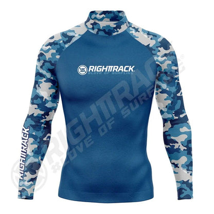 HotSale Men's Surfing Shirt CAMO Lycra Rashguard RIGHTTRACK Surf Sportswear Beach UV Protection Swimwear UPF50  Clothes