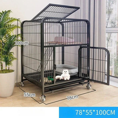Villa para Gatos de Dois Andares Interna Extra Grande Espaço Livre Gaiola para Pets Casa de Escalada para Gatinhos Villas para Gatos Castelo para Gatos com Banheiro Integrado