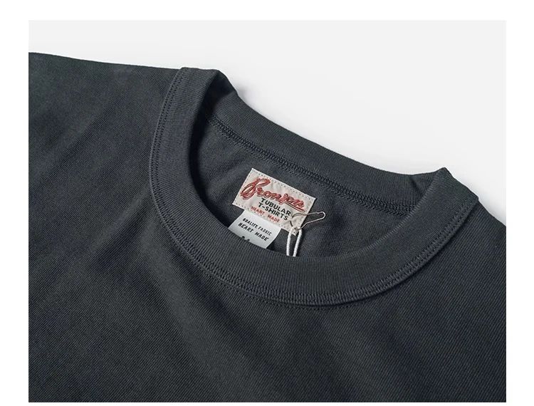 Bronson Heavyweight Seamless Tubular T-Shirt Summer Men's Plain Basic Tee Shirts