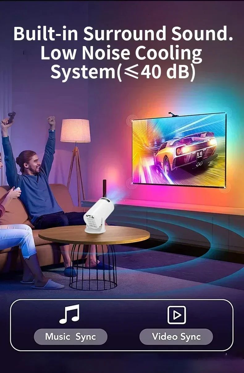 Novo Projetor Portátil HY300 4K Android11 300ANSI Foco Eletrônico BT54 Alto-falante Filme para Acampamento ao Ar Livre?