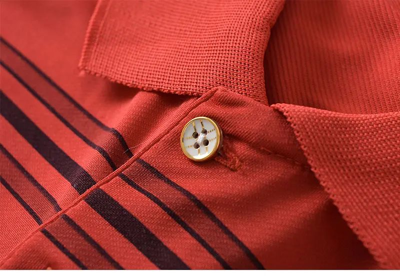 Men's Polo Shirt Button Up Polos Business Casual Lapel Short Sleeve T Shirt Summer Regular Fit Red Black Polo Stripe Shirts