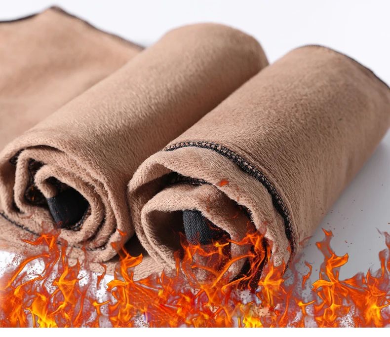 Winter Plush Trousers Men Business Fleece Pants Fashion Warm Drawstring Velvet Thick Casual Stretch Male Clothes 28-29