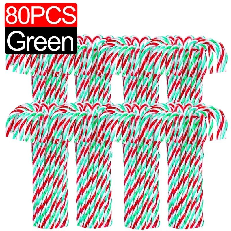 Acrylic Candy Cane Pendant Xmas Tree Twisted Crutch Hanging Ornament Happy New Year Christmas Party Home Decoration Red Green