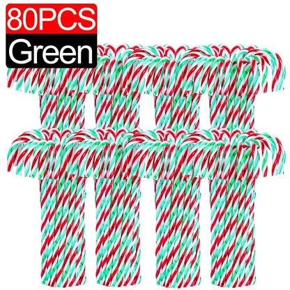 Acrylic Candy Cane Pendant Xmas Tree Twisted Crutch Hanging Ornament Happy New Year Christmas Party Home Decoration Red Green