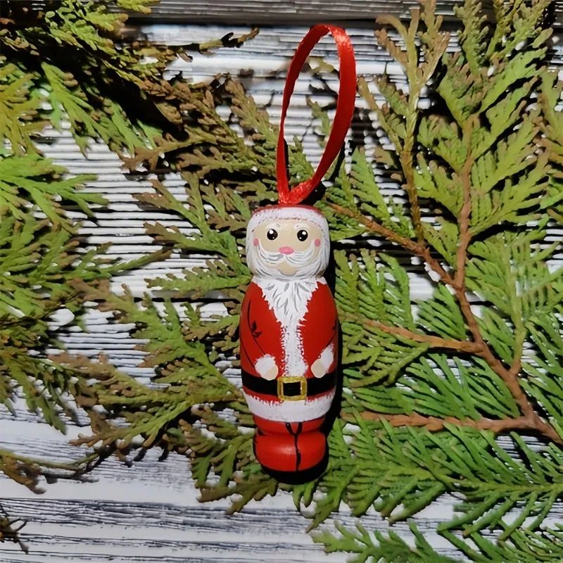 1pcs Funny Santa Claus Pendant, Christmas Ornaments, Funny Wooden Standing Santa Claus, Unique Christmas Craft Decorations