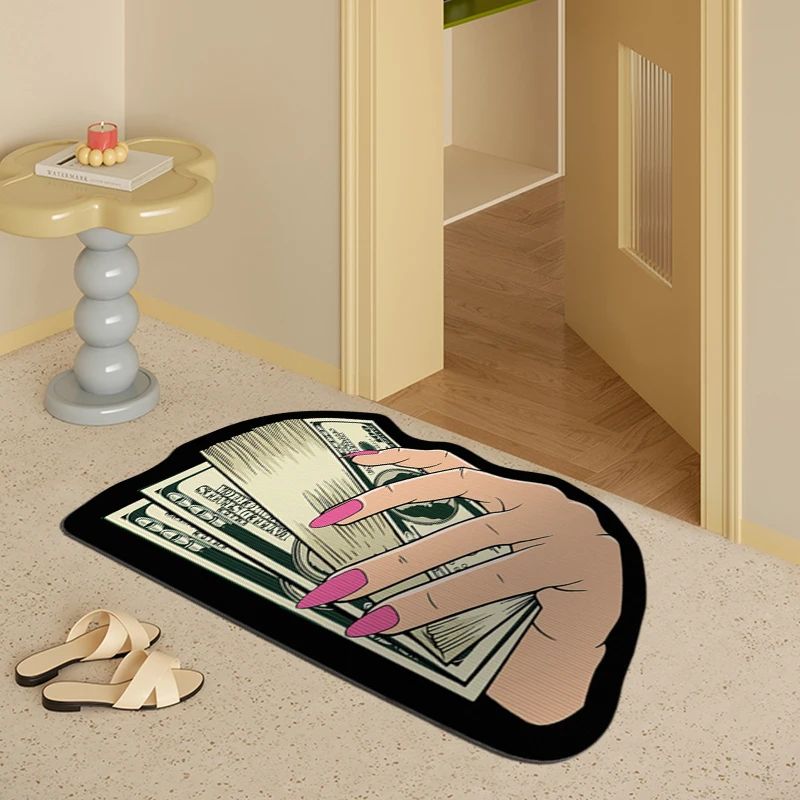 Creative  Money Shaped Carpet Personality Imitation Money Rug Dollar Rug for Bedroom Irregular  Art Floor Mat Door
