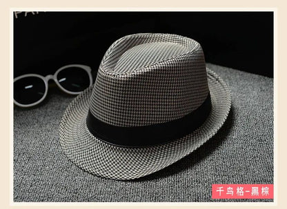 Fashionable Elegant Vintage Unisex Classic Summer Hat with Brim for Men and Women in Black, White, Red, Panama Top Jazz Beach Fe