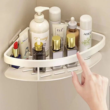 Non Perforated White Triangular Bathroom Shelves Storage Rack Toilet Corner Shower Storage Rack Bathroom Corner Rack Accessories