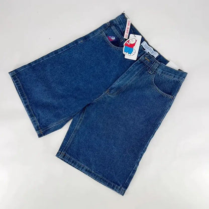 Goth Print Silk Jeans Men Shorts Street Harajuku Hiphop Vintage High Waited Denim Shorts of Men Clothing Casual Loose Pants Mens