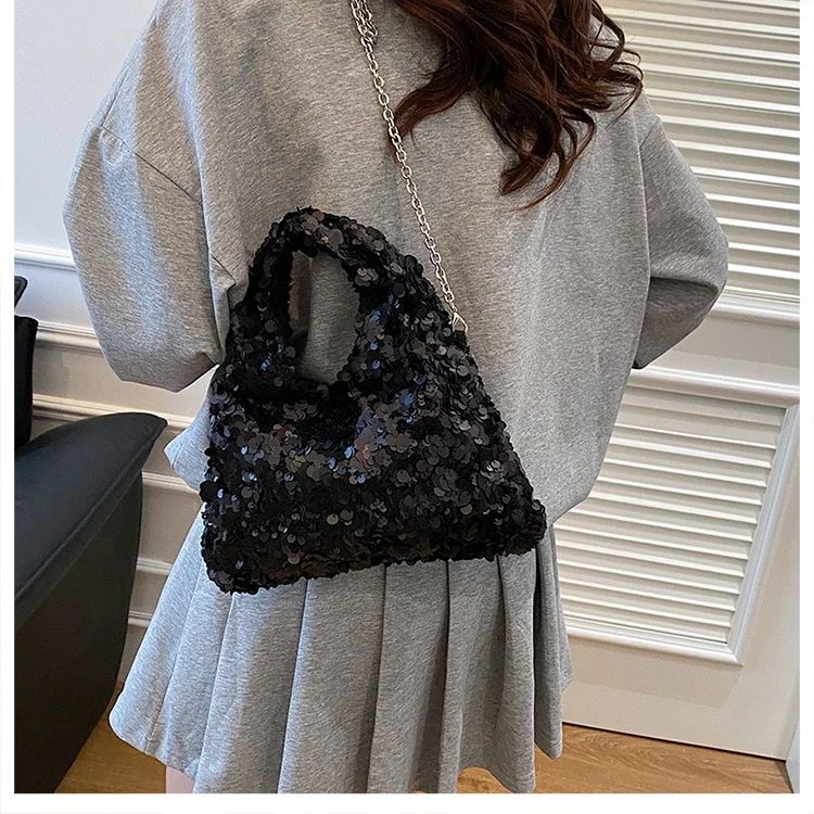Exquisite Shining Sequins Square Women's Shoulder Bag Popularity Stylish Design Handbags High Quality Solid Sweet Crossbody Bags