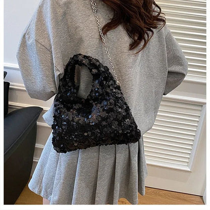 Exquisite Shining Sequins Square Women's Shoulder Bag Popularity Stylish Design Handbags High Quality Solid Sweet Crossbody Bags