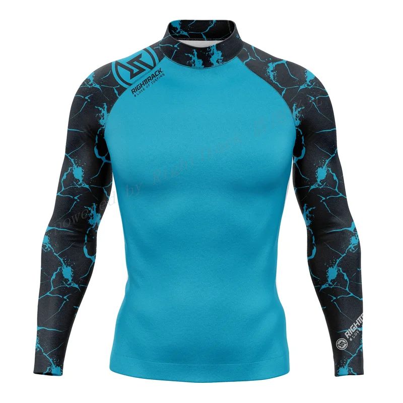 New Men's Surfing Shirt Holiday Party Lycra Rashguard RIGHTTRACK For Surf Sportswear Beach UV Swimwear UPF50  Clothes