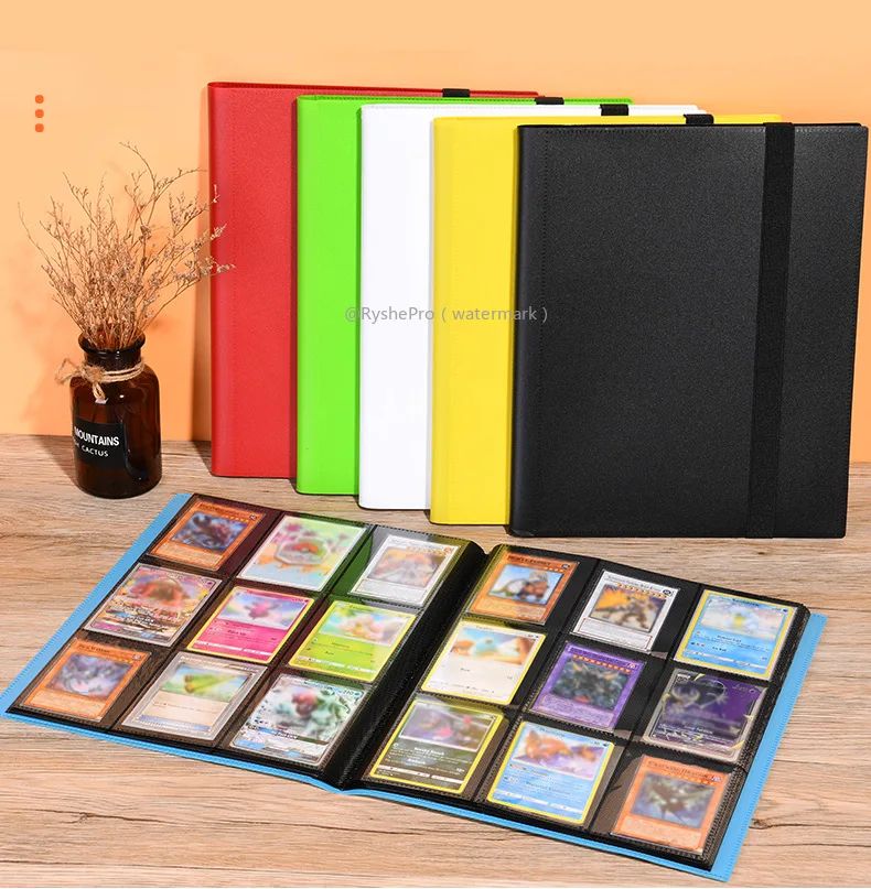 Fichário de cartas com 9 bolsos Álbum de exibição de cartas de troca Fichário de 360 bolsos de carregamento lateral para TCG Yugioh MTG Jogo Livro de cartas