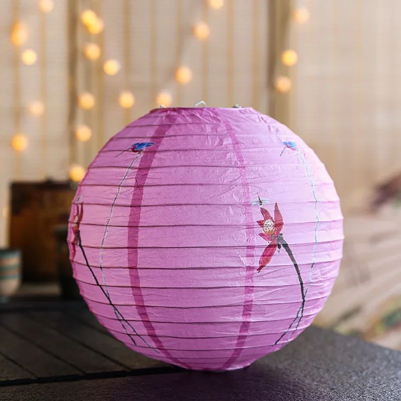 12Inch Printed Flower Round Chinese Paper Lanterns Birthday Wedding Decor Craft DIY Festival Lantern Party Supplies