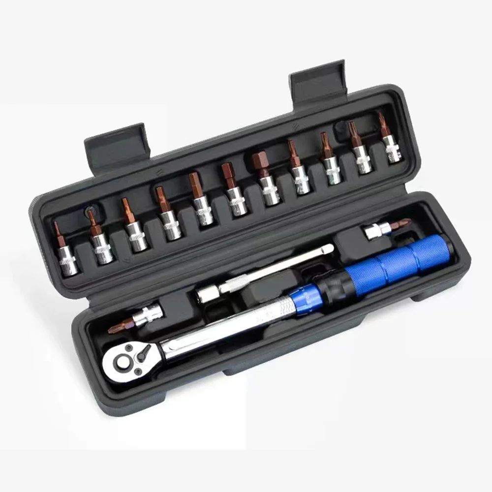 TINSOL Chave Dinamométrica para Bicicleta, Conjunto de 15 Peças, 1/4", 2-24Nm, Chave Allen Direção Dupla, Ferramenta Tipo Soquete Predefinido, Chave de Boca para Reparo Profissional