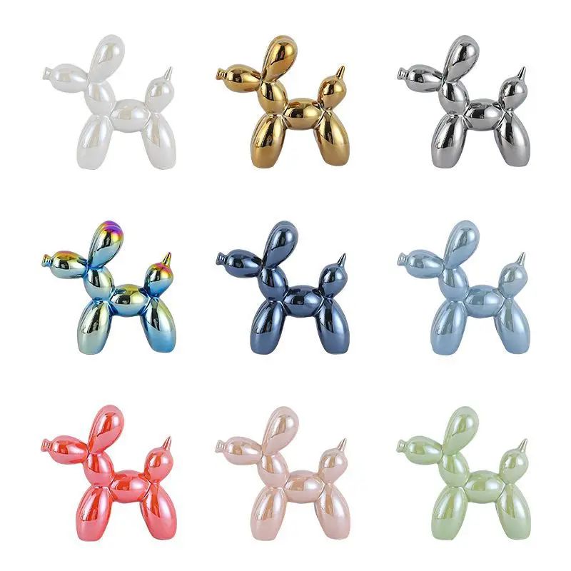 11/21CM Mini Ceramic Balloon Dog Sculpture Abstract Ornament Study Room Statue Home Office Accessories Festival Decoration ?