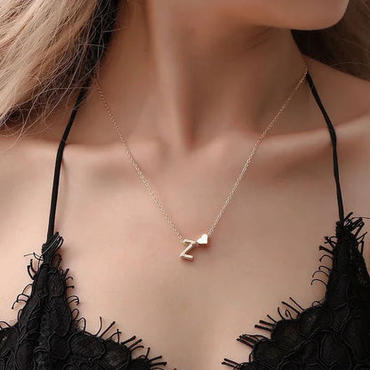 Colar Minúsculo com Pingente de Coração e Letra Inicial, da SUMENG Fashion, Banhado a Ouro ou Prata, Choker com Nome para Mulheres, Joia de Presente