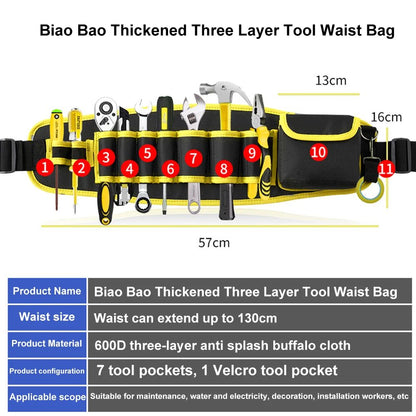 Hardware and electric Tool Bag Multifunction Oxford Cloth Thickened Maintenance Aerial Work Pocket Portable Tool Pocket Waistbag