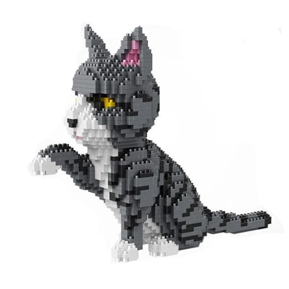 Knew Built Quatro estilos de micropartículas expressivas de blocos de montar de mini-gatos, modelos de laranja e vaca, os favoritos dos entusiastas de animais de estimação