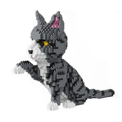 Knew Built Quatro estilos de micropartículas expressivas de blocos de montar de mini-gatos, modelos de laranja e vaca, os favoritos dos entusiastas de animais de estimação