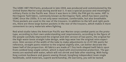 Red Tornado P-44 Monkey Pants Men's Military Style HBT Cargo Trousers Army Green
