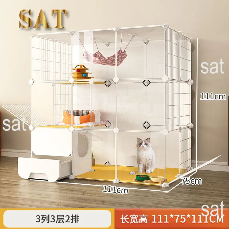 -Luxury Cat Cage Home Indoor Livingroom Balcony Cats Villa Super Large Free Space Kitten Pet House with Climbing Frame