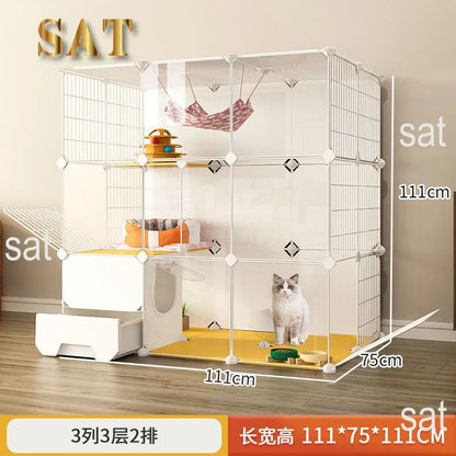 -Luxury Cat Cage Home Indoor Livingroom Balcony Cats Villa Super Large Free Space Kitten Pet House with Climbing Frame