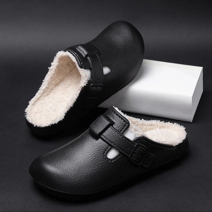 Men Plush Lined Outdoor Anti-slip Garden Shoes Warm Fuzzy Slippers For Women Winter New Cotton Slippers Fuzzy Home Slides