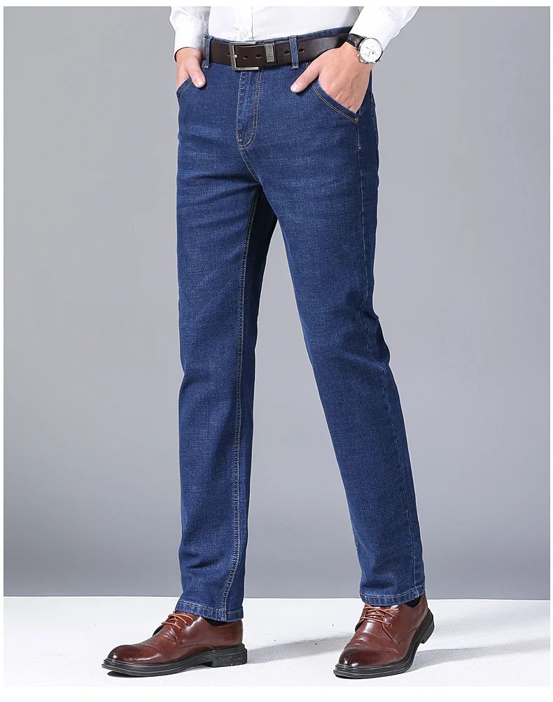 2025 New Spring Fashion Men's Jeans Business Casual Stretch Straight Denim Trousers Classic All Match Male Brand Clothing