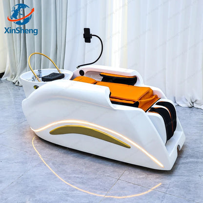 XinSheng Professional Electric Massage Bed Head SPA Salon Massage Table Hair Washing Fumigation Beds Barber Shop Smart Furniture