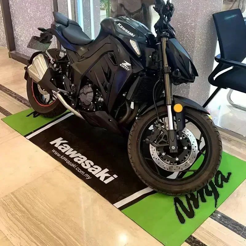 Garage Mat Motorcycle Carpet Racing Cool Moto Display Kawasaki Carpet for Kawasaki Motorcycle Area Rug Anti-slip Floor Decor Rug