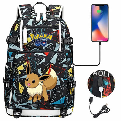 New Eevee Charizard USB Teenagers Schoolbags Women Men Laptop Travel Backpack Girl Boys Kids School Book Bags