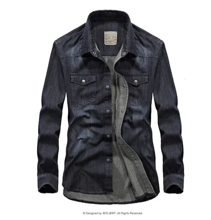 2024 Spring Men's Denim Jeans Shirts Long Sleeve 100% Cotton Single-Breasted Shirts Handsome Hombre Casual Jean Shirt Tops Men