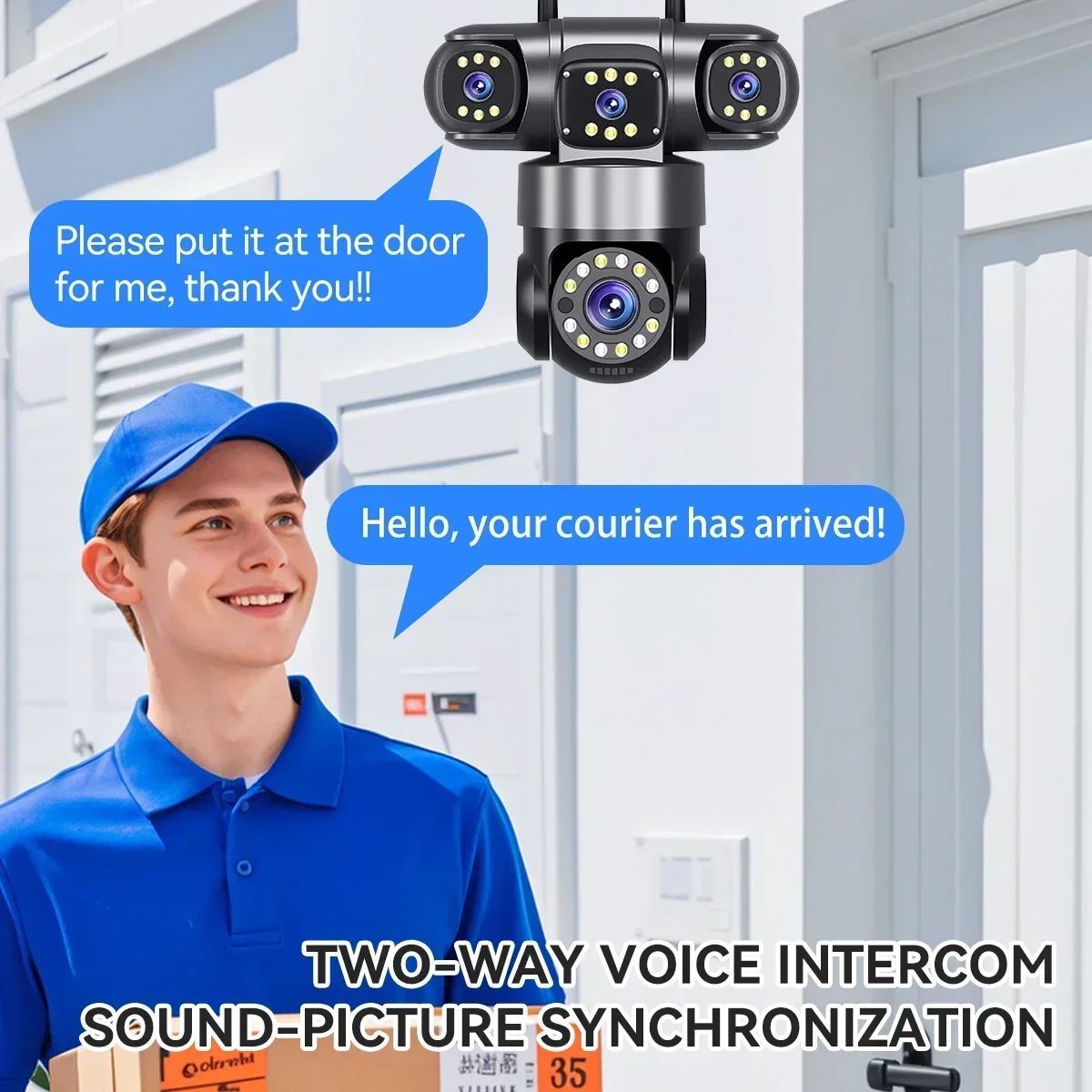 10K 20MP  WIFI IP Camera Outdoor 4 Lens 4 Screens 16X Zoom CCTV Wireless Video Surveillance Cameras 6K 12MP Security Protection