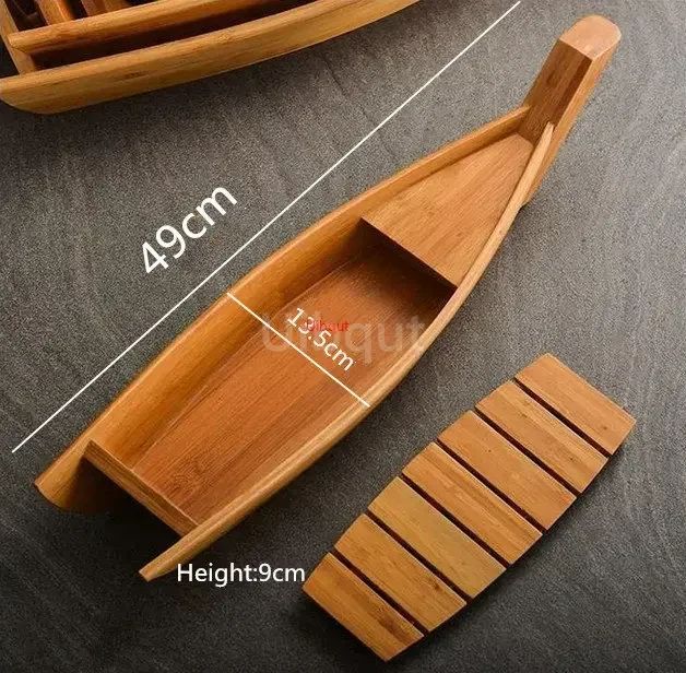Culinária Japonesa Barco de Sushi Ferramenta de frutos do mar Modelo de Loja de Madeira Navio Simples Artesanal Sashimi Pratos Frios Variados Louça Bar