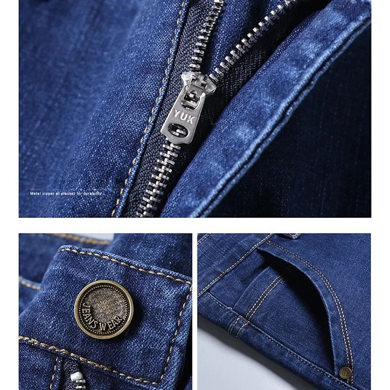 Calça Jeans Masculina de Marca de Luxo Stretch Reta Casual Slim Fit Jeans Masculino Design Clássico de Negócios Calça Tamanho Grande