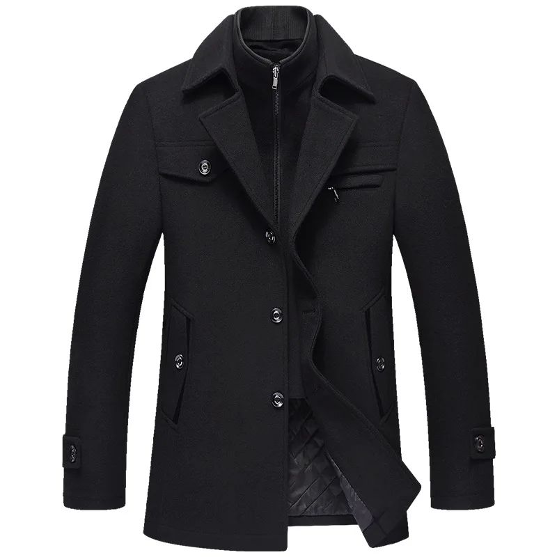 Men Winter Trench Coats Cashmere Wool Blends Man Winter Jackets Overcoats High Quality Male Business Casual Trench Coats 5XL